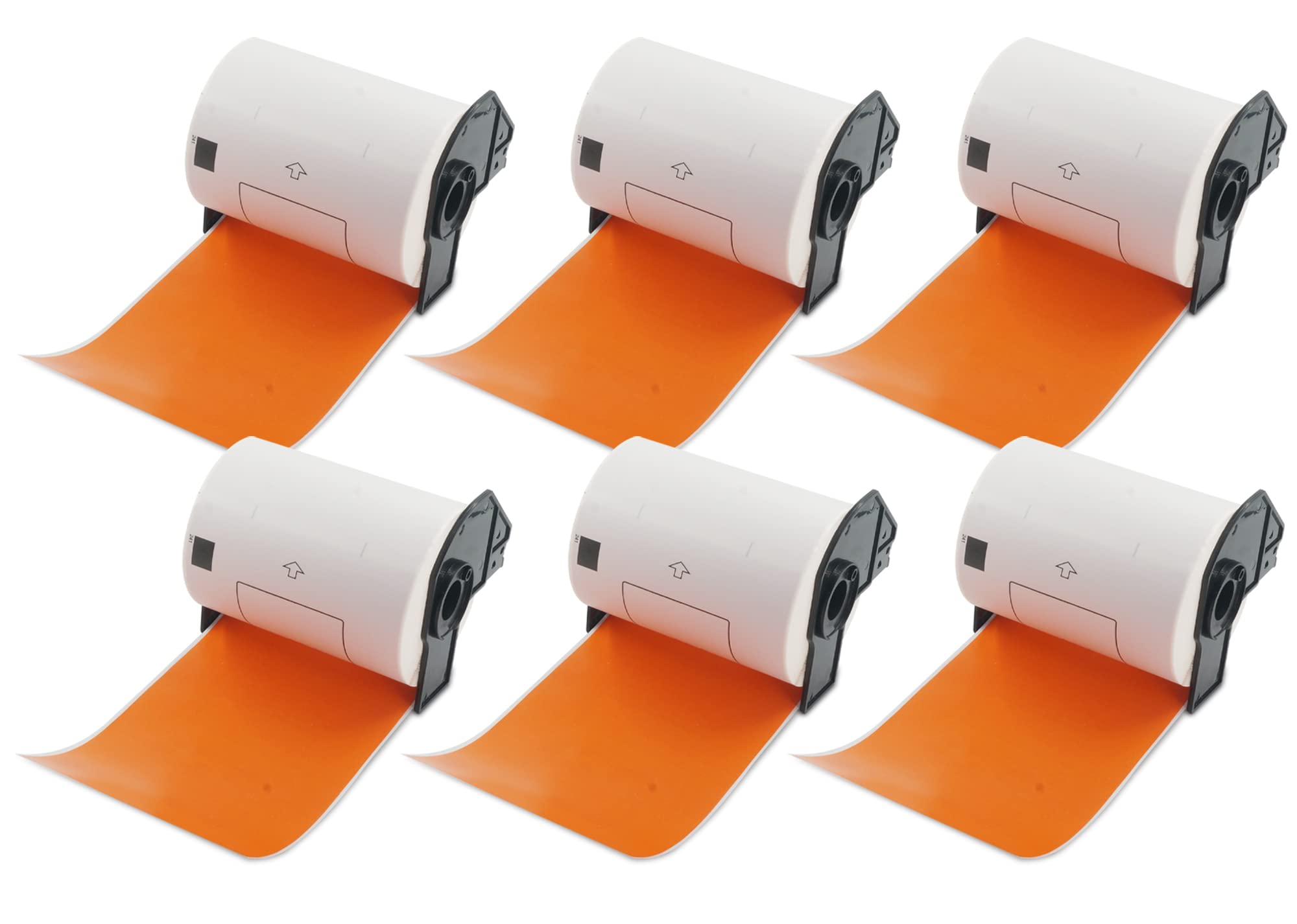 BETCKEY - 6 Rolls DK-11241 Colored Labels, 102mm x 152mm, Black on Orange, 1200 Shipping Labels Using for QL Label Printers