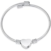 constantlife Cremation Bracelet for Ashes Memorial Jewelry Stainless Steel Heart Shape Urn Pendant Bangle Loved Ones Funeral Ashes Holder Keepsake Gift