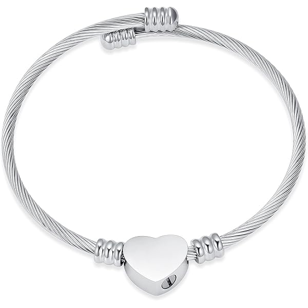 Heart Cremation Bracelet For Ashes – Stainless Steel Urn Bangle Memorial Keepsake Jewelry For Women & Men - View #5