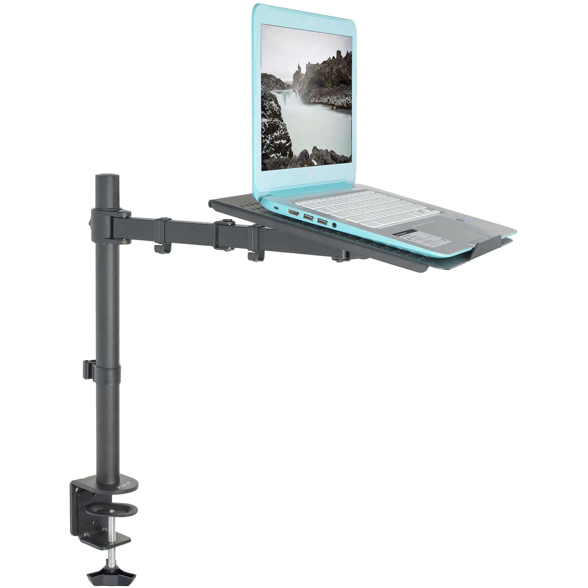 VIVO Single Laptop Notebook Desk Mount Stand - Fully Adjustable Extension with C Clamp (STAND-V001L)