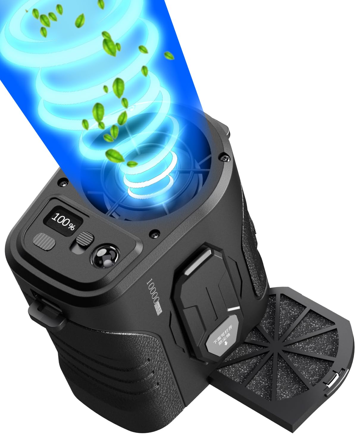 Yinken Waist Fan 10000mAh Rechargeable,Portable Fan with over 24H Working Time, 15000RPM Strong Airflow Wearable small Belt Fan Personal Waist Clip for Clothes Shirt Farm Work Hiking Outdoor Jobsite