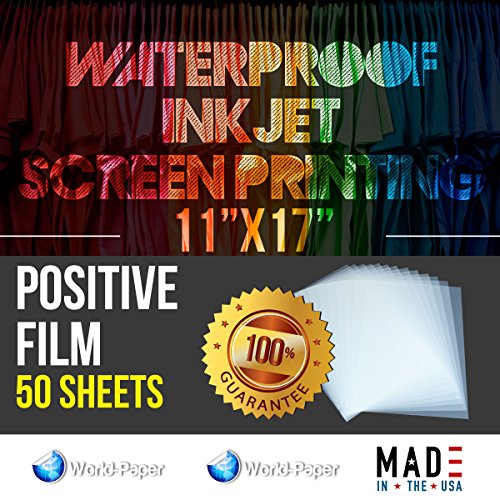 WATERPROOF Inkjet Transparency Film for Screen Printing 11"x17" 50 sheets