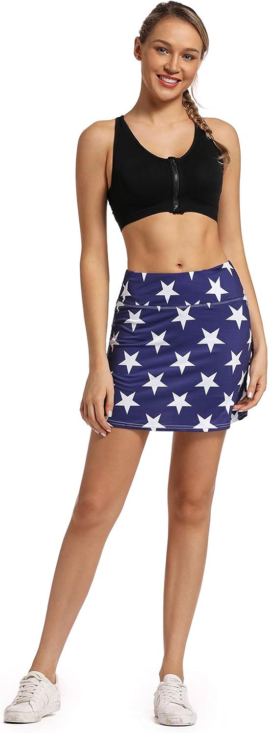 Ibeauti Womens Back Pleated Athletic Tennis Skorts Golf Skirts with 3 Pockets Mesh Shorts for Running Active Workout: Clothing
