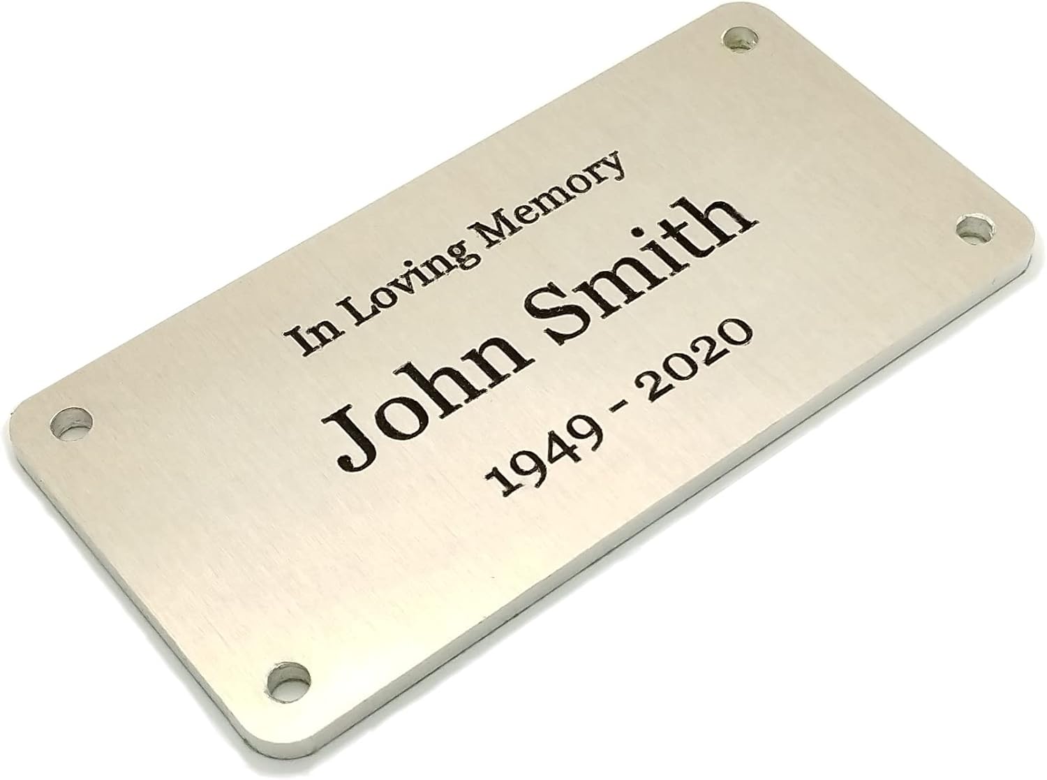Plaques & Wall Art - Personalized Solid Aluminium Engraved Nameplate | Plaque with Screw Holes | Ideal for fixing to Memorial Benches | House Signs | Coffin or Casket Adornment (Medium - 4
