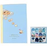 Kawaii Mini Korean Weekly Undated Planner + 1 dalgaru sticker sheet - 128 pages, Soft PVC Cover Cute Small stationery for school, academic, teens, women, girls (Cookie Dough (Blue))