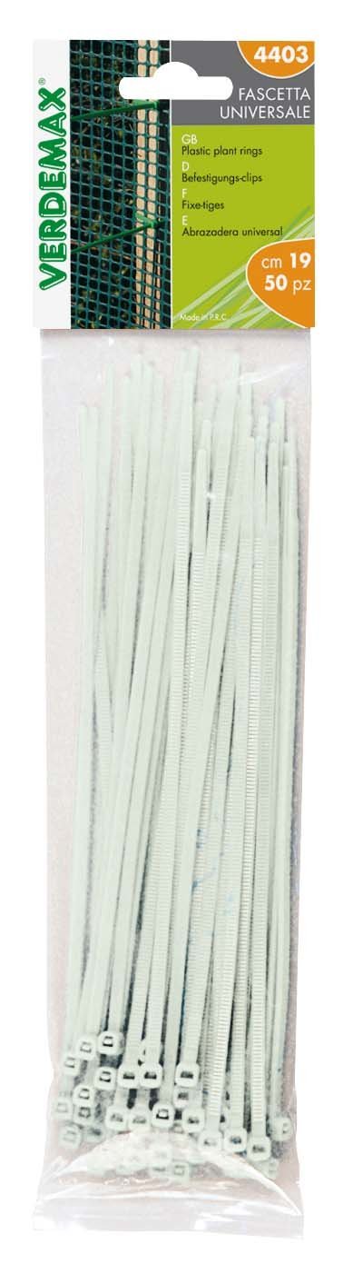 Verdemax 4403 190 mm Self Locking Cable Tie - White (50-Piece)