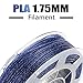 AMOLEN PLA Filament 1.75mm, Shiny Blue, 3D Printer Filament 200G(0.44lb) +/- 0.03 mm, Includes Sample Color Change from Green to Yellow with Temperature Filament.