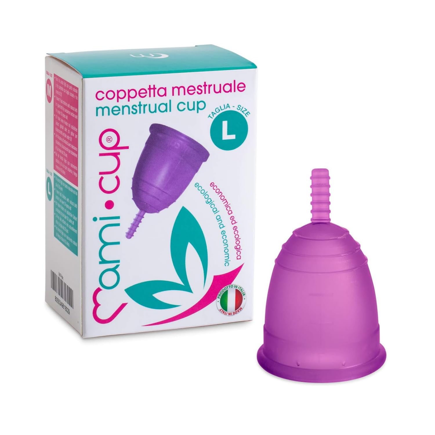 Mamicup® Menstrual Cup (Purple, L) Soft, Flexible, Reusable Medical-Grade Silicone- Most Comfortable Period Cup