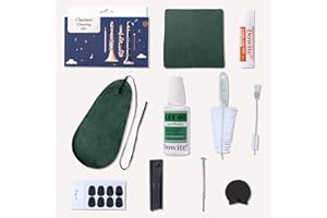 Dowite Clarinet Cleaning Kit: Complete Care Set with Mouthpiece Brush, Dust Brush, Microfiber Cloths, Swabs, Finger Rest, Cork Grease, Key Oil, Mouthpiece Pads - Essential Clarinet Cleaning Tools