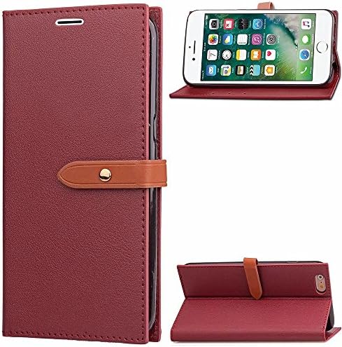 iphone 6 Slim Wallet Case,OTRON Shock-absorption Slim Fit Stand Book Design Purse Card Slot PU Leather Wallet Cover With ID&amp;Credit Card Pockets For Apple iPhone 6/ iPhone 6S [4.7 inch] (Red)