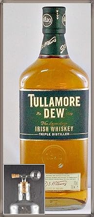 Tullamore Dew Irish Whiskey mit einem Flaschenportionierer aus Glas, kostenloser Versand