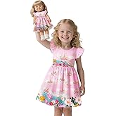 Doll and Girl Matching Unicorn Print Dress Daily Outfit for Girls and 18" Dolls Clothes