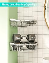 HapiRm Corner Shower Caddy Silver 2 Pack 11 Hooks Stainless Steel view 6