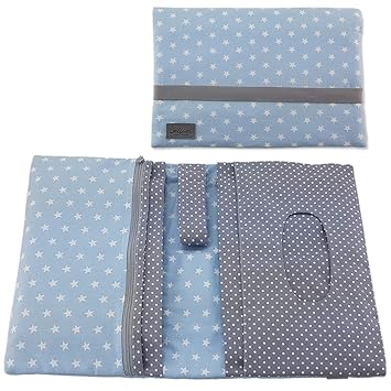 Wickeltasche Windeltasche für unterwegs Wickelmäppchen Windeletui Stern blau grau SmukkeDesign NEU