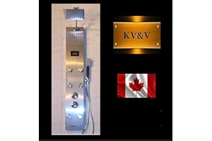 KV&V 3002NN Stainless Steel Shower Panel Tower Column System in Brushed Nickel- with Adjustable Rainfall Shower Head, Powerfu