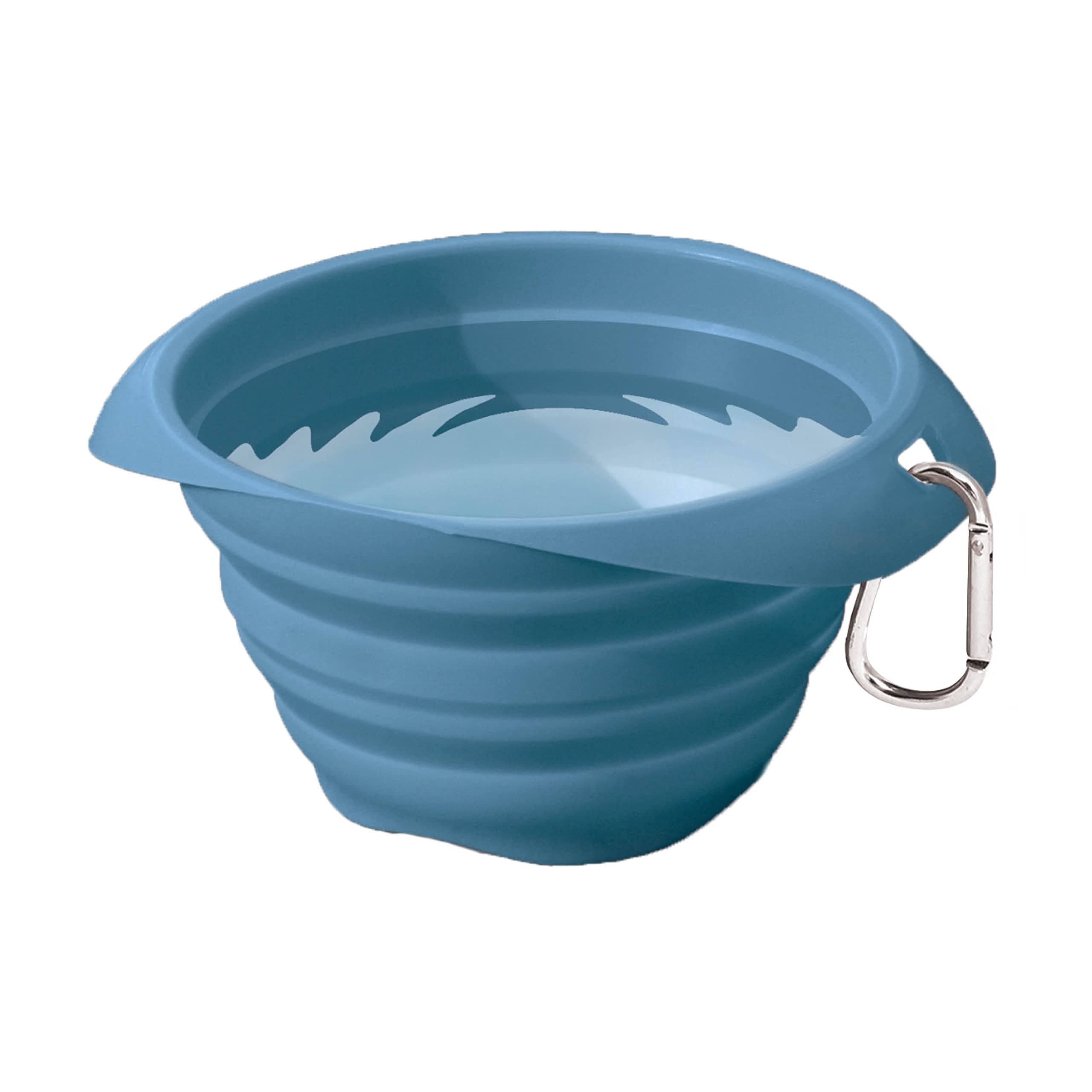 Kurgo Collaps-A-Bowl for Dogs - Collapsible Travel Dog Bowl for Outdoor Adventures - Food-Grade Silicone - Lightweight & Foldable - Includes Carabiner - Dishwasher Safe - BPA-Free - 24 oz - Blue — image 1