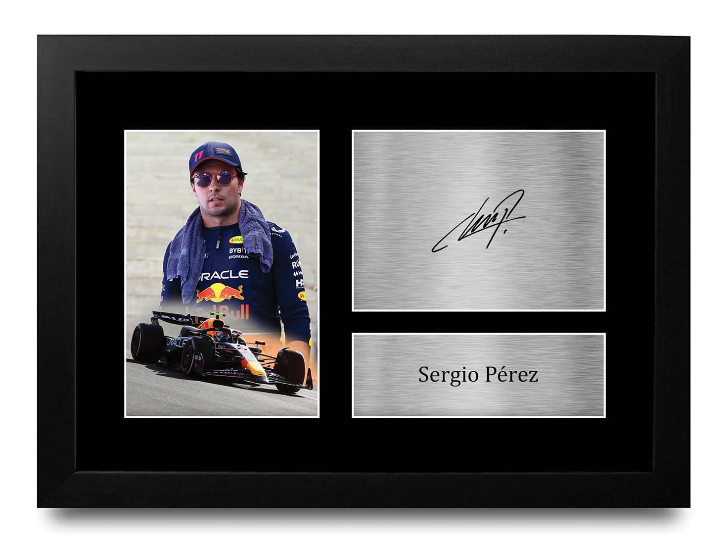 HWC Trading FR A4 Sergio Perez Redbull Gifts Printed Signed Autograph Picture for F1 Formula 1 Racing Fans - A4 Framed