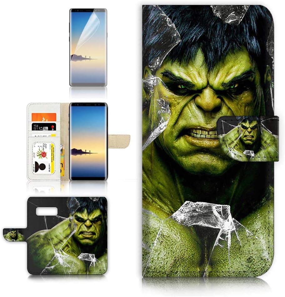 (for Samsung Galaxy S10) Flip Wallet Case Cover & Screen Protector Bundle - A4065 Hulk