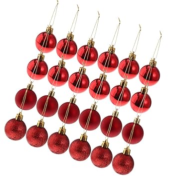 P Prettyia 24x 8cm Weihnachtskugeln Christbaumkugeln Hängende Kugeln für Baum Fenster Tür und Garten, aus Plastik - rot