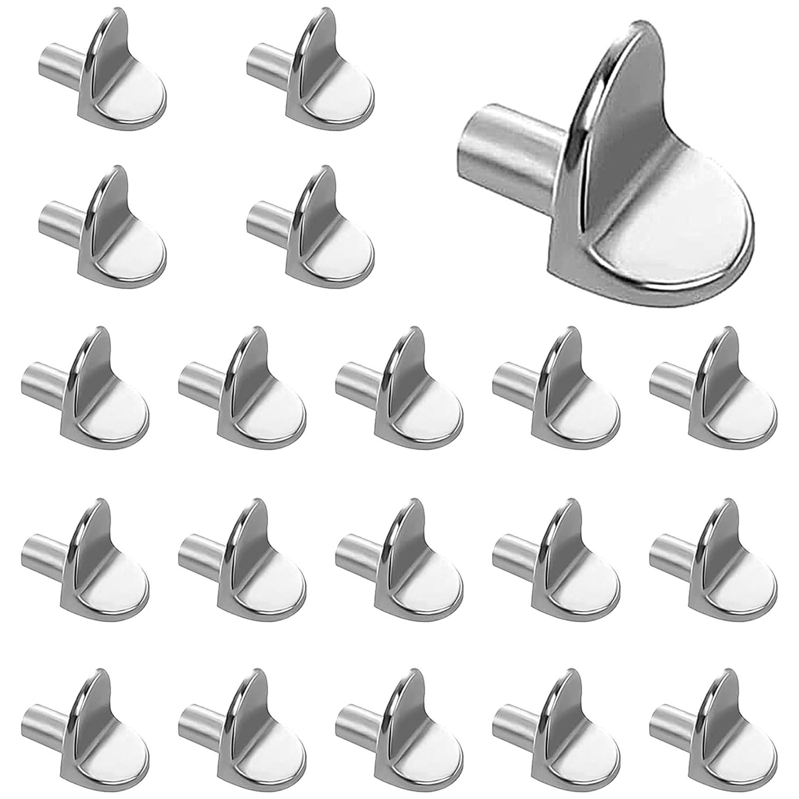 RSYHVG Shelf Support Pegs 20Pcs 5mm L Shape Metal Shelf Pegs for Kitchen Cabinet Bookcase Closet Wardrobe Cupboard Wood Glass Shelves Supports, Nickel Plated Shelf Bracket Pegs Pins