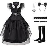 CSYQIYUE Black Costume Dress for Girls Halloween Costumes Cosplay Party Dress Up with Accessories