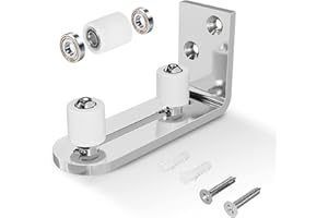 EaseLife Sliding Barn Door Bottom Floor Guide,Ball Bearings Adjustable Stay Roller,Wall Mount System,Flush Flat Bottom Design,2 Assemble Setup Options,Fit All Size Door,Brushed Chrome