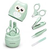 YIVEKO Baby Nail Kit, 4 in 1 Baby Nail Clippers Set with Owl Case-Green | Baby Nail Scissors, Nail File &amp;Tweezers, Portable Owl Storage Case, Newborn Essentials, Infant Manicure Set, Baby Shower Gift