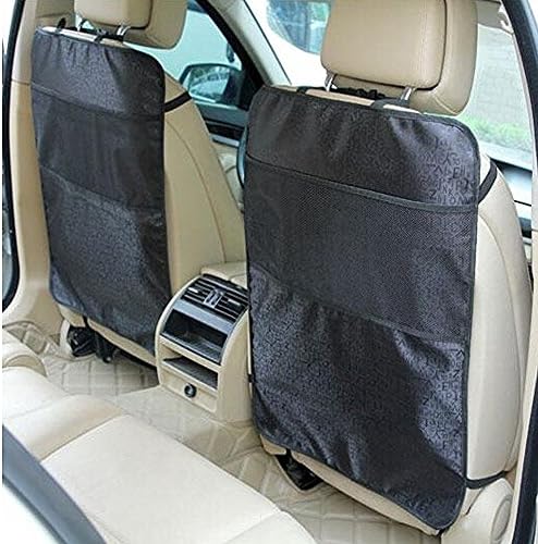 [2 Pcs] Sadun Car Kick Mat with Organizer + Large iPad Storage Pocket - Luxury Car Kick Mat Set - Auto Seat Back Protector - Universal Fit Compact to SUV - Premium Quality Heavy Duty Waterproof
