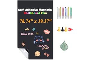 JUMUBOARD Self-Adhesive Chalkboard Sticker, 78.74" x 39.37" (200 x 100 cm) Magnetic Receptive Blackboard Wall Film, No Ghosti
