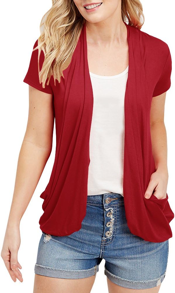 Womens Cardigans Short Sleeve Summer Lightweight Sheer Open Front Drape Sweater Tops