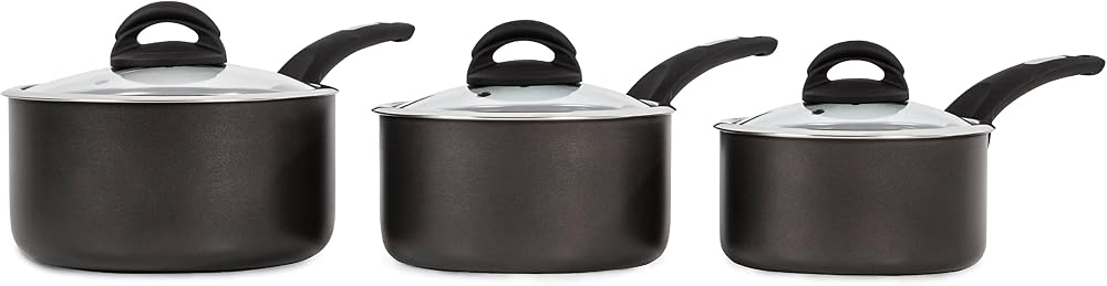 Tower Cerasure 3 Piece Saucepan Set Non-Stick Induction Graphite 16/18/20cm