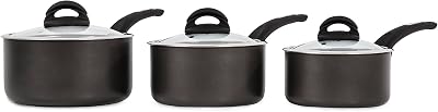 Tower Cerasure 3 Piece Saucepan Set Non-Stick Induction Graphite 16/18/20cm