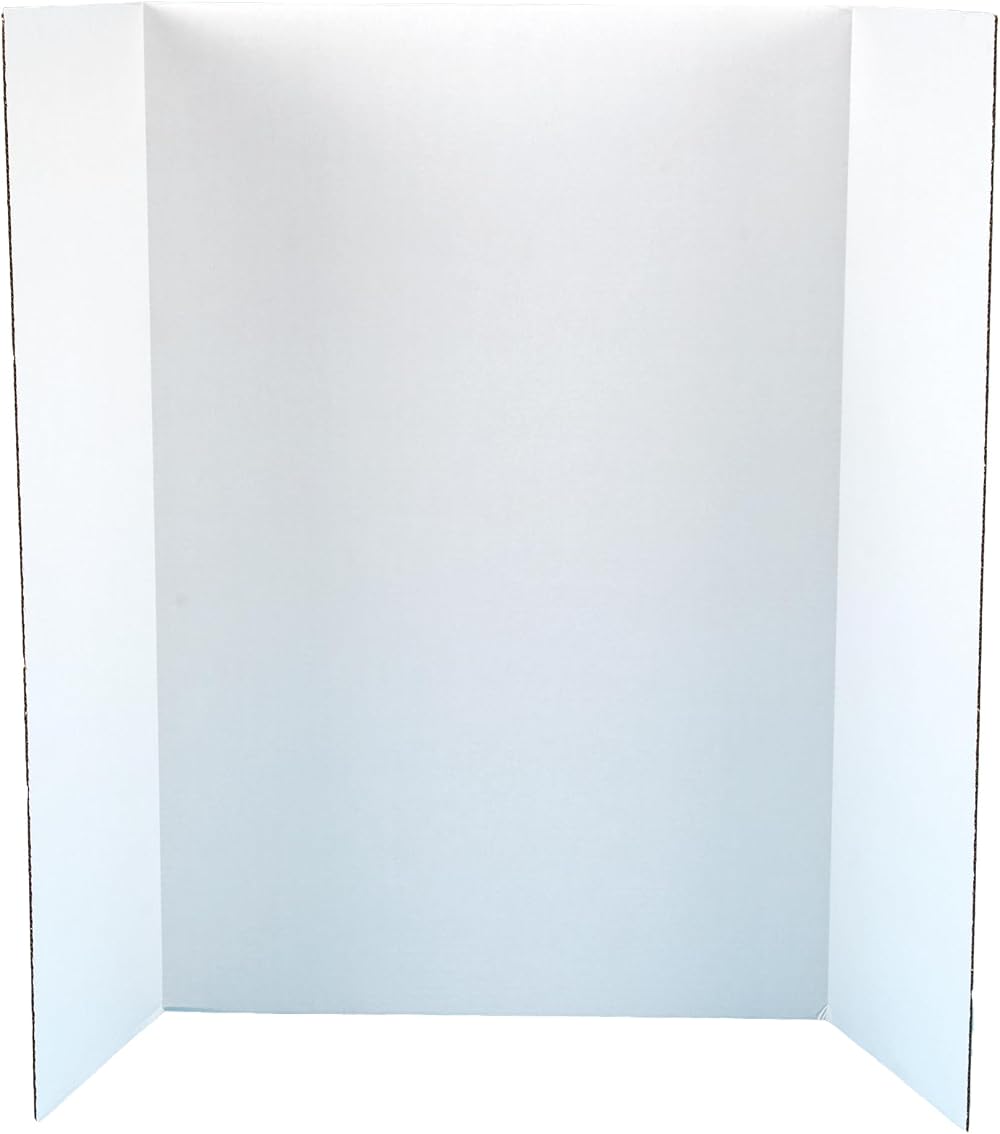 Baker Ross Tri Fold Boards Pack of 4 White 122 x 91 cm Display for Table Top