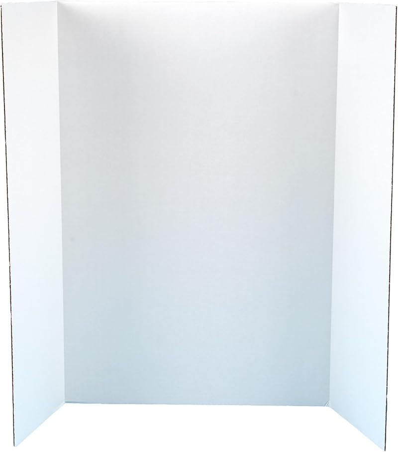 Baker Ross Tri Fold Boards Pack of 4 White 122 x 91 cm Display for Table Top