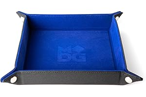 Velvet Dice Tray with Leather Backing (Blue) - 10" x 10" Fold-Up Dice Tray on-The-go Gaming Accessories - FanRoll by Metalic 