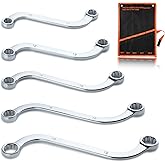SPEEDWOX 5Pcs Metric S-Shaped Wrench Set with Double 12-Point Box Ends with Roll-Up Pouch, 10mm to 19mm, S-Style Spanner Doub