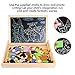 156 Pieces Wooden Educational Toy, Seacue Double Sided Drawing Easel Dry Erase Board Puzzles Alphabet Letters, Numbers, Animals Games, Educational Learning Game Toy for Kids
