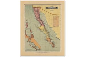 ANTIGUOS MAPS Baja California Map from Atlas Mexicano c. 1884 by Antonio Garcia Cubas | Vintage Wall Art, Historical Mexican Peninsula Print, Antique Style Cartographic Decor, Geographic Educational Poster (24 x 32 inches)
