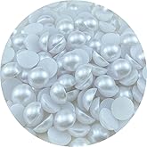 LIMAOLLY 150pcs 14mm Flatback Half Pearls Round Crafts Beads for Jewelry Making DIY Scrapbook Shoes Clothes Cup Nail Art Decoration(White)