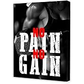 OTINGQD Inspirational Gym Wall Decor,Fitness Quotes Wall Art,No Pain No Gain Canvas Wall Decor for Home Gym