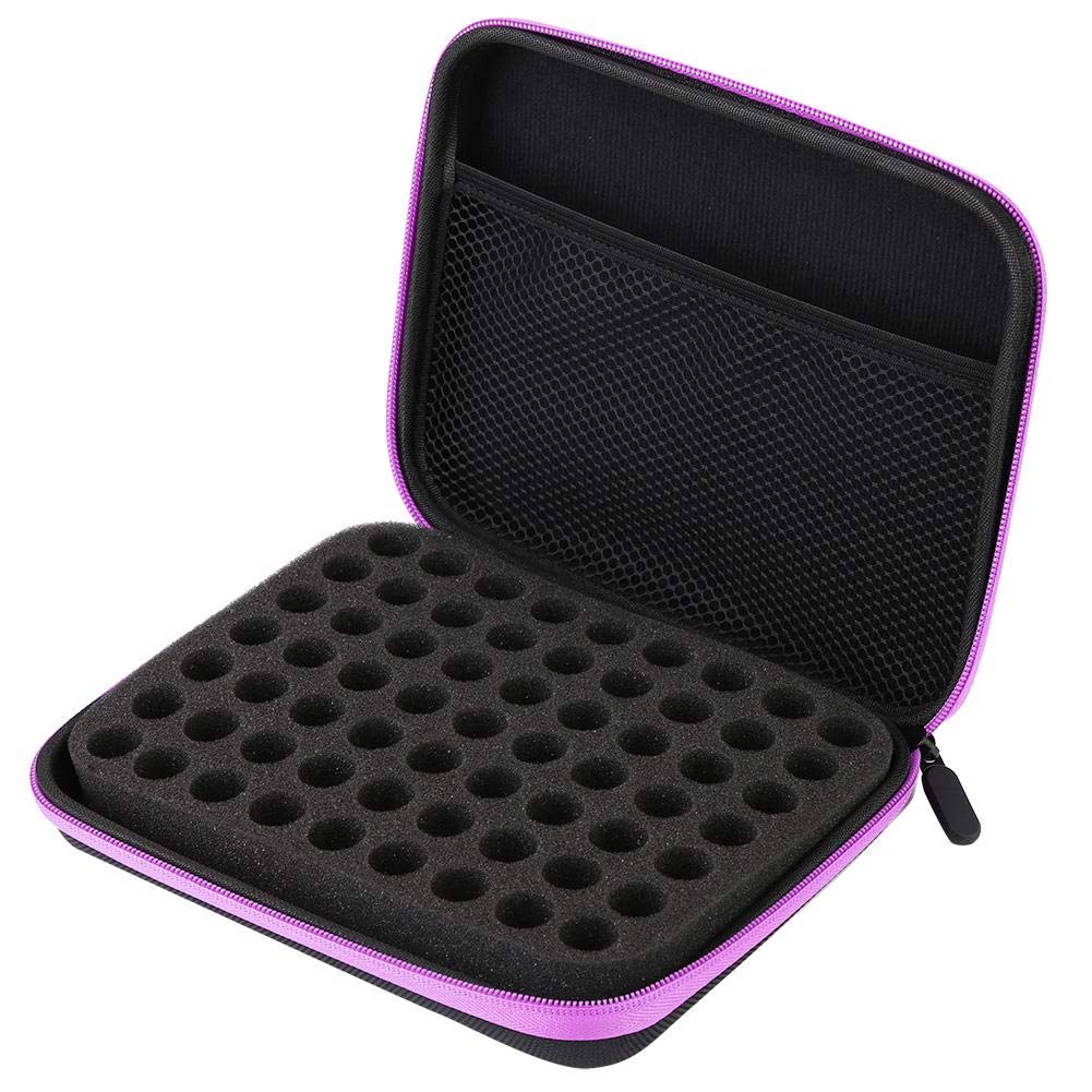 Wifehelper 63 Slots Portable Aromatherapy Essential Oil Storage Bag Case Box Organizer Holder Traveling EVA Carrying Black/Purple/Blue/Orange(Purple)