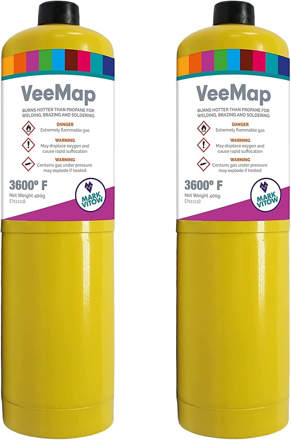 Mark Vitow VMAP VeeMap MAPP Style Gas Cylinder Yellow 400g 2 Pack