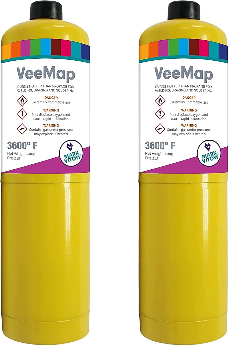 Mark Vitow VMAP VeeMap MAPP Style Gas Cylinder Yellow 400g 2 Pack