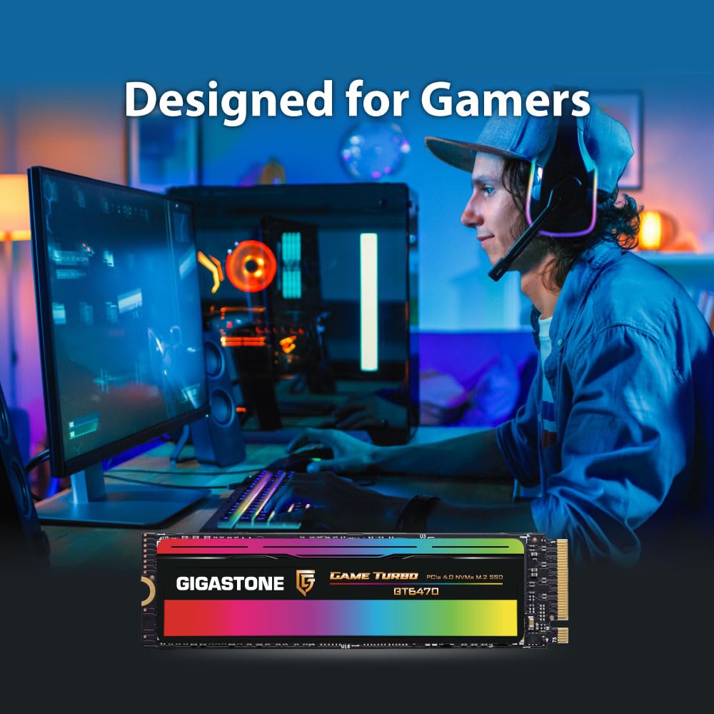 GIGASTONE M.2 SSD 1TB PCIe 4.0 NVMe SSD Internal Gaming Solid State Hard Drive Upgrade PC Laptop PS5 Storage Turbo Speed Response for Gamers 3D Rendering 4K 8K Video Editing Creators up to 7,000MB/s