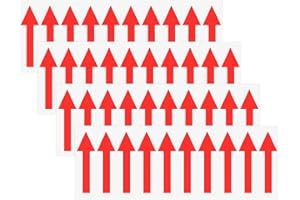 M METERXITY 4-Pack Arrow Sticker, 2 x 1 Inch/ 50 x 15 mm PVC Waterproof Self-Adhesive Directional Arrows Removable Directional Floor Decal Stickers for Wall Marking/Road Sign [Red]