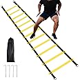 1/2/4 Pack 12 Rungs Agility Ladder Set, Training Ladder with Steel Stakes and Carry Bag for Soccer, Speed Fitness Feet Training