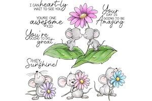 LZBRDY Kawaii Mouse & Flower Original Design Stamps & Dies DIY Scrapbooking Clear Stamps Cutting Dies Paper Card Decoration Photo Gift Blessing Thank Card Office Supplies Eid Al-Adha Mubarak