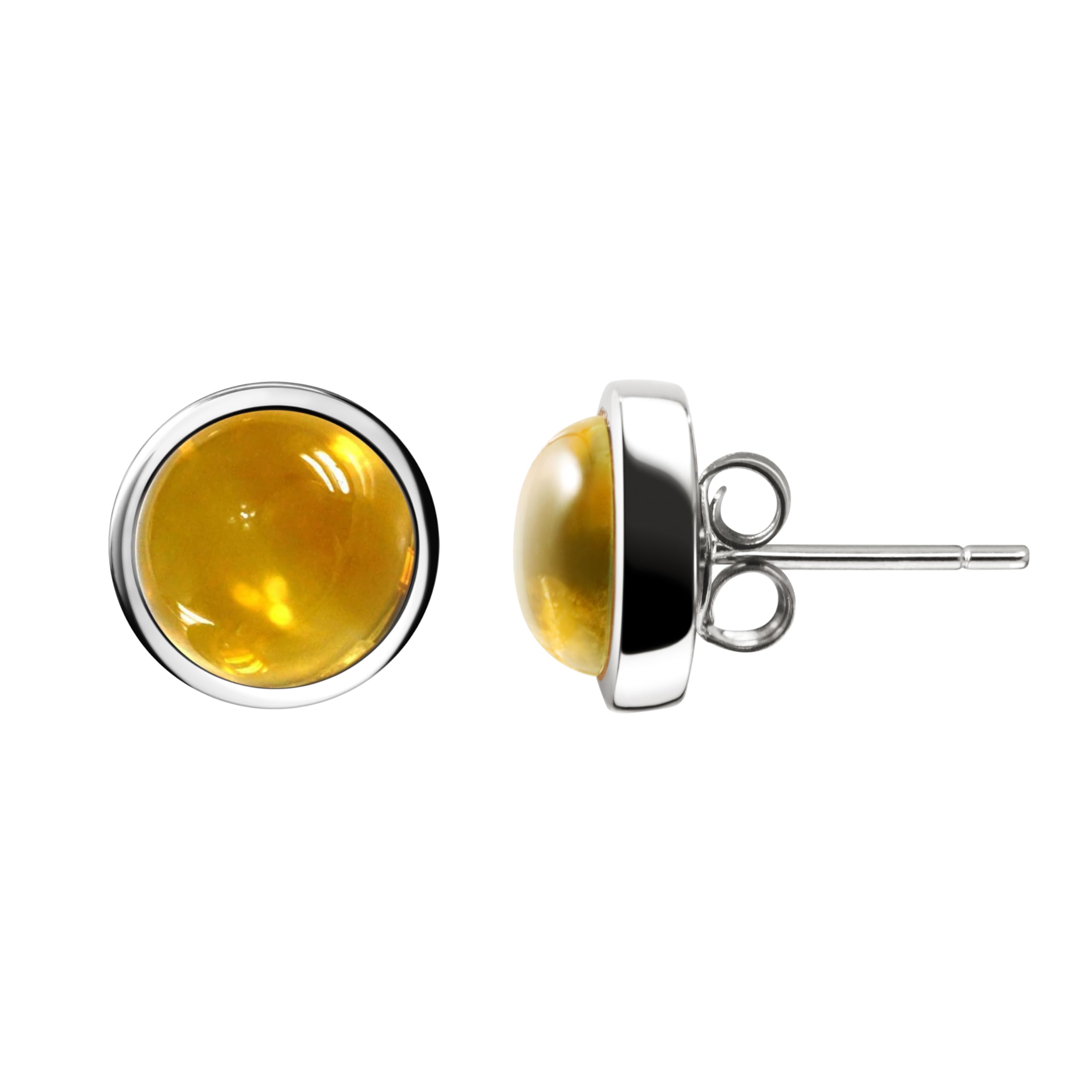 Franki Baker Natural Yellow Citrine Gemstones 925 Sterling Silver Stud Earrings