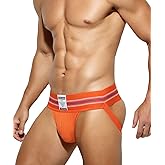 Arjen Kroos Men's Jockstrap Athletic Support Jock Strap with 3" Elastic Waistband & Ventilated Pouch for Gym/Sports