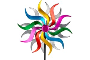 Vewogift Wind Spinners Outdoor, Metal Wind Sculptures & Spinners, 58 Inch Tall Colorful Kinetic Windmills for Garden Yard Decor, 15" Dia